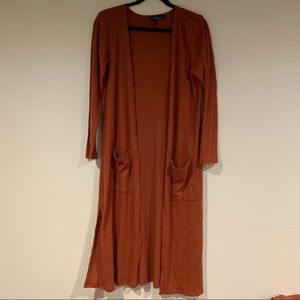 Rust Orange Long-line Cardigan